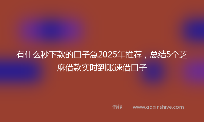 有什么秒下款的口子急2025年推荐，总结5个芝麻借款实时到账速借口子