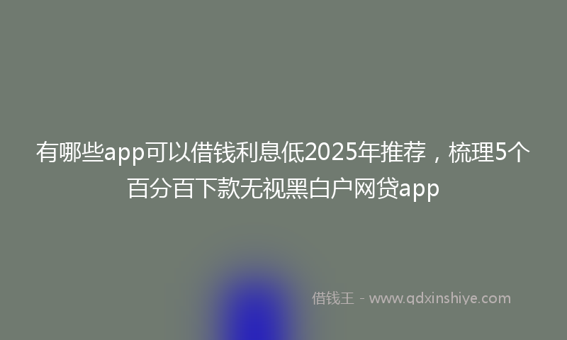 有哪些app可以借钱利息低2025年推荐，梳理5个百分百下款无视黑白户网贷app