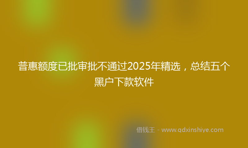 普惠额度已批审批不通过2025年精选，总结五个黑户下款软件