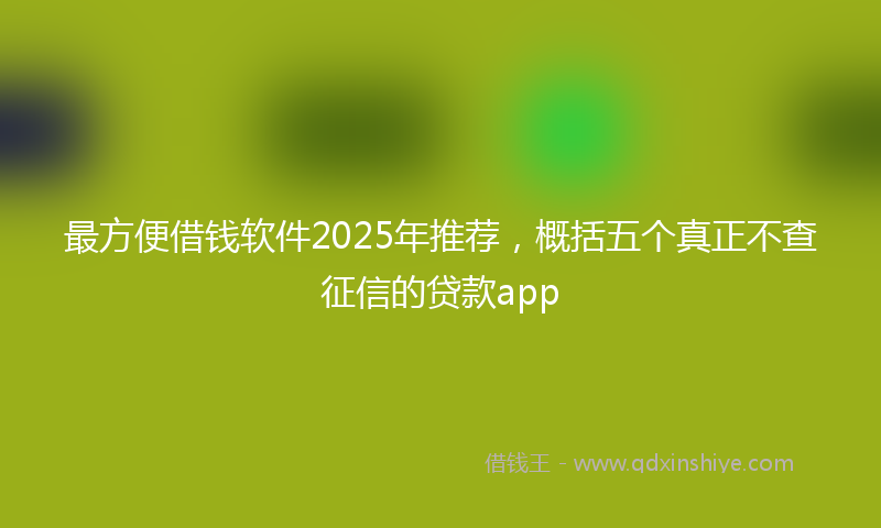 最方便借钱软件2025年推荐，概括五个真正不查征信的贷款app