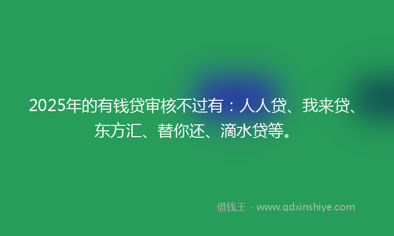 2025年的有钱贷审核不过有：人人贷、我来贷、东方汇、替你还、滴水贷等。