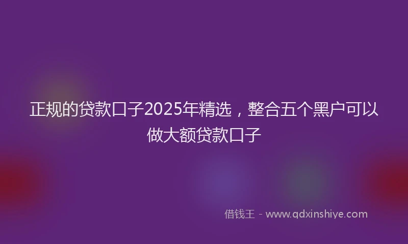 正规的贷款口子2025年精选，整合五个黑户可以做大额贷款口子