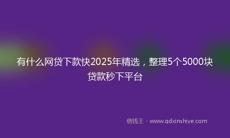 有什么网贷下款快2025年精选，整理5个5000块贷款秒下平台