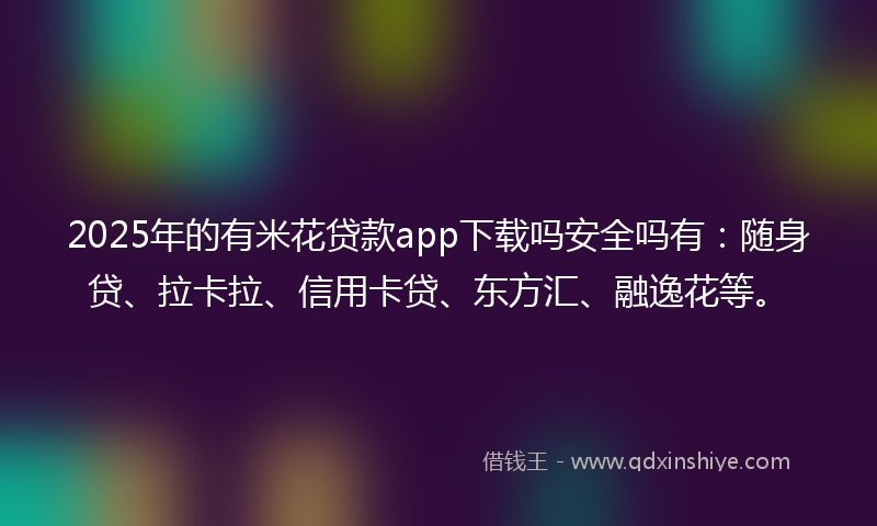 2025年的有米花贷款app下载吗安全吗有：随身贷、拉卡拉、信用卡贷、东方汇、融逸花等。