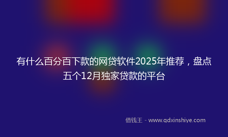 有什么百分百下款的网贷软件2025年推荐，盘点五个12月独家贷款的平台