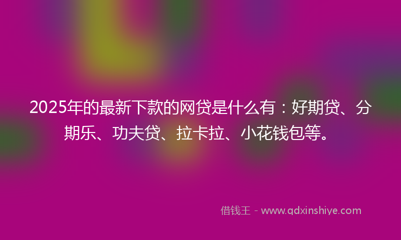 2025年的最新下款的网贷是什么有：好期贷、分期乐、功夫贷、拉卡拉、小花钱包等。