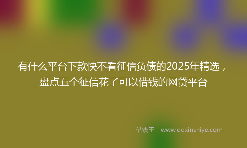 有什么平台下款快不看征信负债的2025年精选，盘点五个征信花了可以借钱的网贷平台