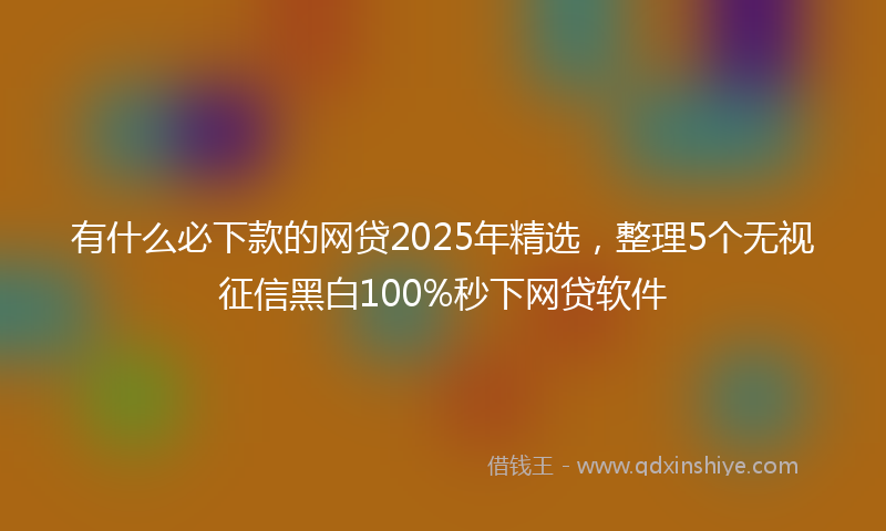 有什么必下款的网贷2025年精选，整理5个无视征信黑白100%秒下网贷软件