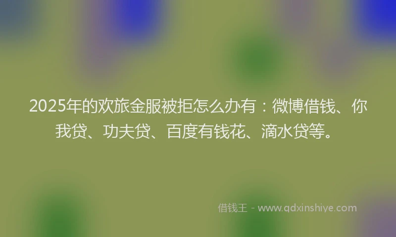 2025年的欢旅金服被拒怎么办有：微博借钱、你我贷、功夫贷、百度有钱花、滴水贷等。