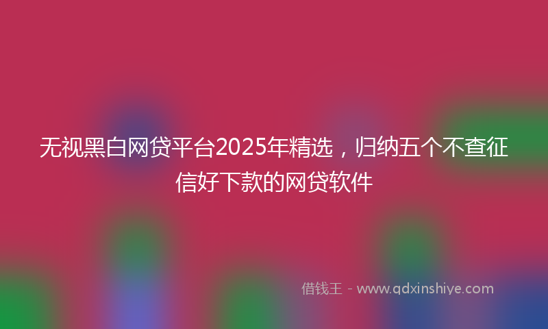 无视黑白网贷平台2025年精选，归纳五个不查征信好下款的网贷软件