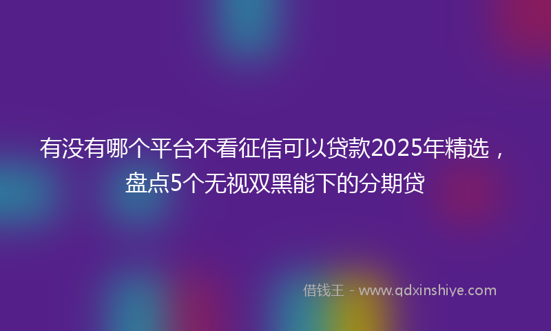 有没有哪个平台不看征信可以贷款2025年精选，盘点5个无视双黑能下的分期贷