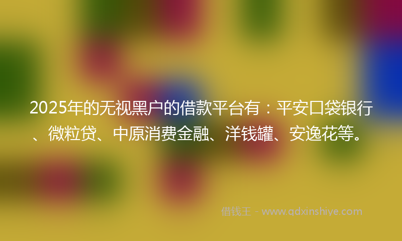 2025年的无视黑户的借款平台有：平安口袋银行、微粒贷、中原消费金融、洋钱罐、安逸花等。