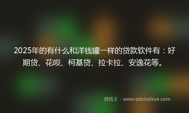 2025年的有什么和洋钱罐一样的贷款软件有：好期贷、花呗、柯基贷、拉卡拉、安逸花等。