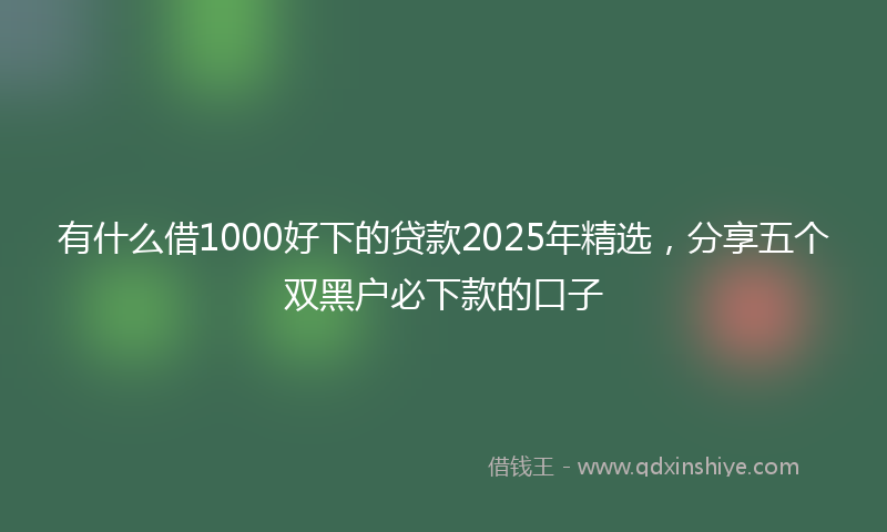 有什么借1000好下的贷款2025年精选，分享五个双黑户必下款的口子