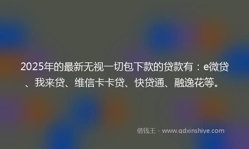 2025年的最新无视一切包下款的贷款有：e微贷、我来贷、维信卡卡贷、快贷通、融逸花等。