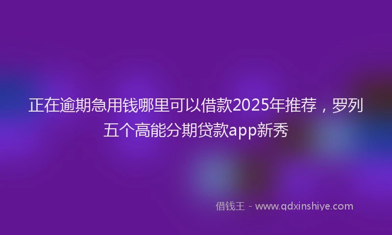 正在逾期急用钱哪里可以借款2025年推荐，罗列五个高能分期贷款app新秀