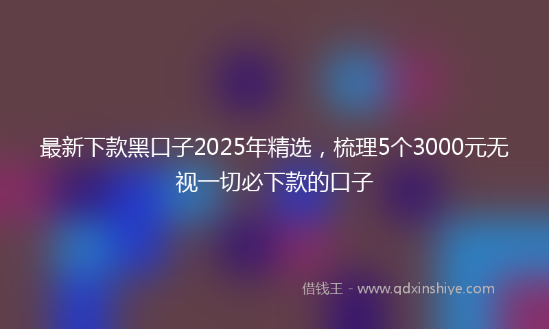 最新下款黑口子2025年精选，梳理5个3000元无视一切必下款的口子