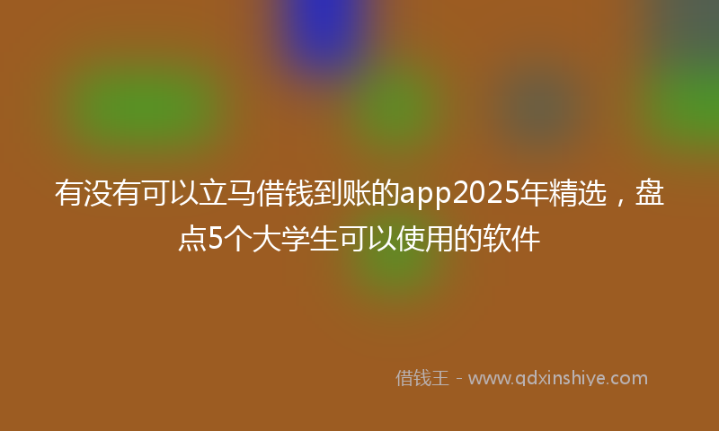 有没有可以立马借钱到账的app2025年精选，盘点5个大学生可以使用的软件