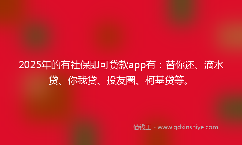 2025年的有社保即可贷款app有：替你还、滴水贷、你我贷、投友圈、柯基贷等。