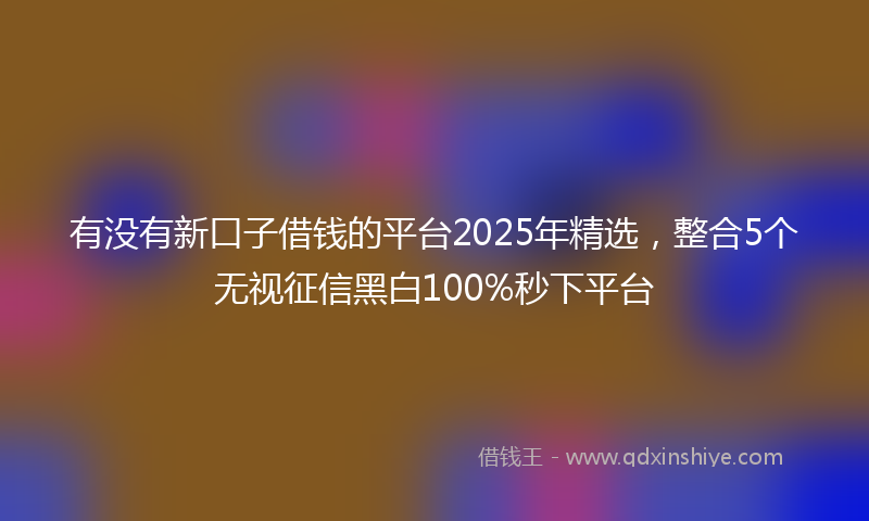 有没有新口子借钱的平台2025年精选，整合5个无视征信黑白100%秒下平台