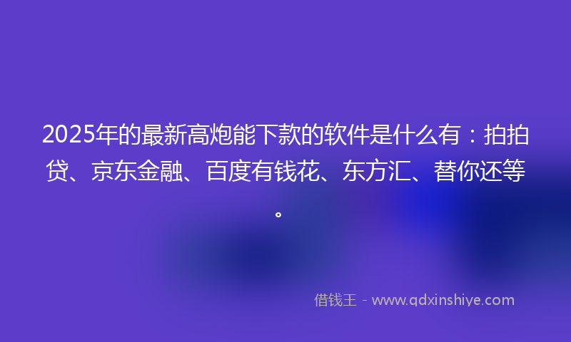 2025年的最新高炮能下款的软件是什么有：拍拍贷、京东金融、百度有钱花、东方汇、替你还等。