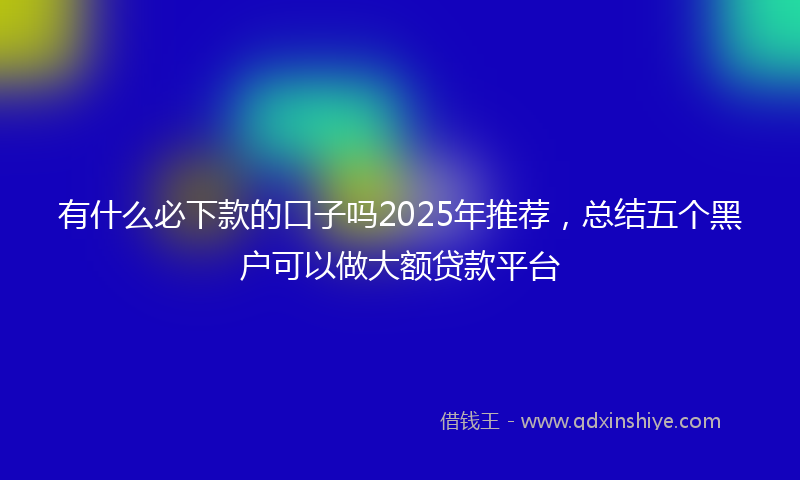 有什么必下款的口子吗2025年推荐，总结五个黑户可以做大额贷款平台