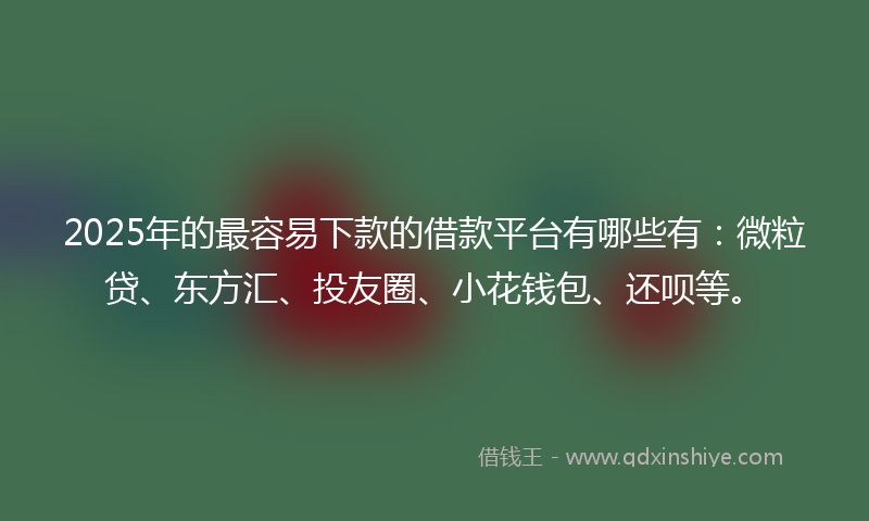 2025年的最容易下款的借款平台有哪些有：微粒贷、东方汇、投友圈、小花钱包、还呗等。