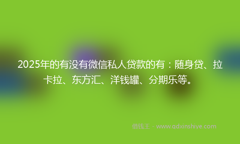 2025年的有没有微信私人贷款的有：随身贷、拉卡拉、东方汇、洋钱罐、分期乐等。