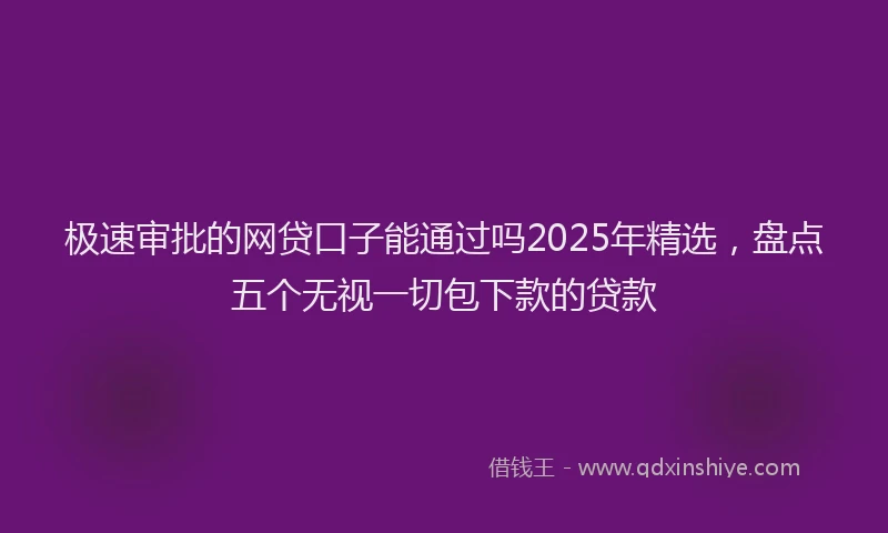 极速审批的网贷口子能通过吗2025年精选，盘点五个无视一切包下款的贷款