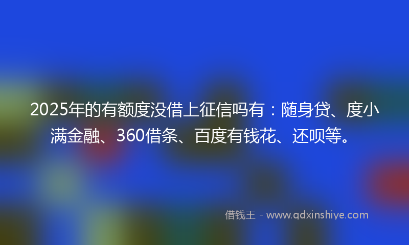 2025年的有额度没借上征信吗有：随身贷、度小满金融、360借条、百度有钱花、还呗等。