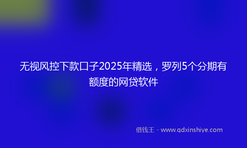 无视风控下款口子2025年精选，罗列5个分期有额度的网贷软件