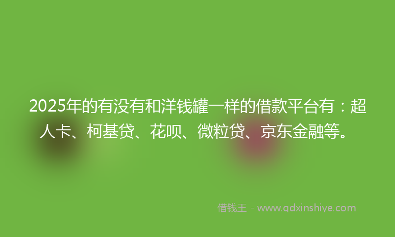 2025年的有没有和洋钱罐一样的借款平台有：超人卡、柯基贷、花呗、微粒贷、京东金融等。