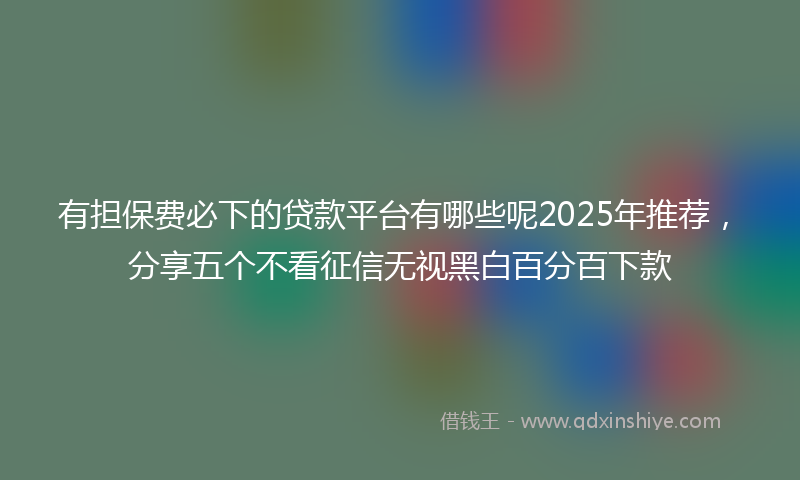 有担保费必下的贷款平台有哪些呢2025年推荐，分享五个不看征信无视黑白百分百下款