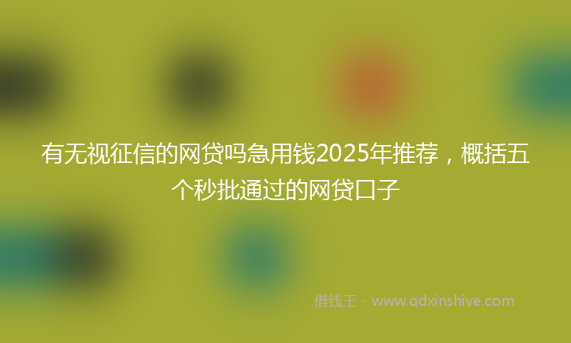 有无视征信的网贷吗急用钱2025年推荐，概括五个秒批通过的网贷口子