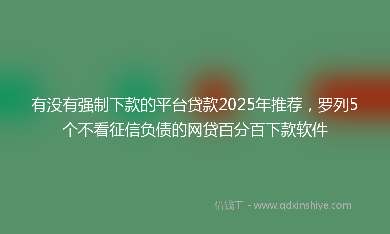 有没有强制下款的平台贷款2025年推荐，罗列5个不看征信负债的网贷百分百下款软件