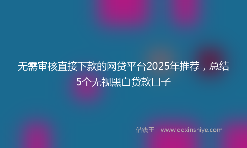 无需审核直接下款的网贷平台2025年推荐，总结5个无视黑白贷款口子