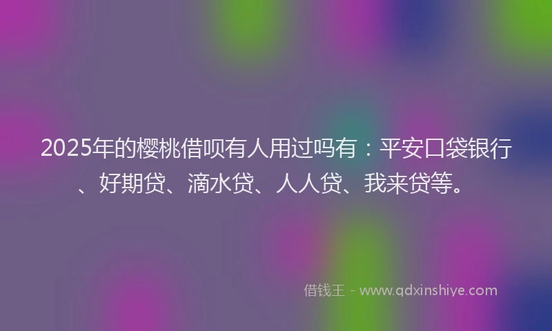 2025年的樱桃借呗有人用过吗有：平安口袋银行、好期贷、滴水贷、人人贷、我来贷等。