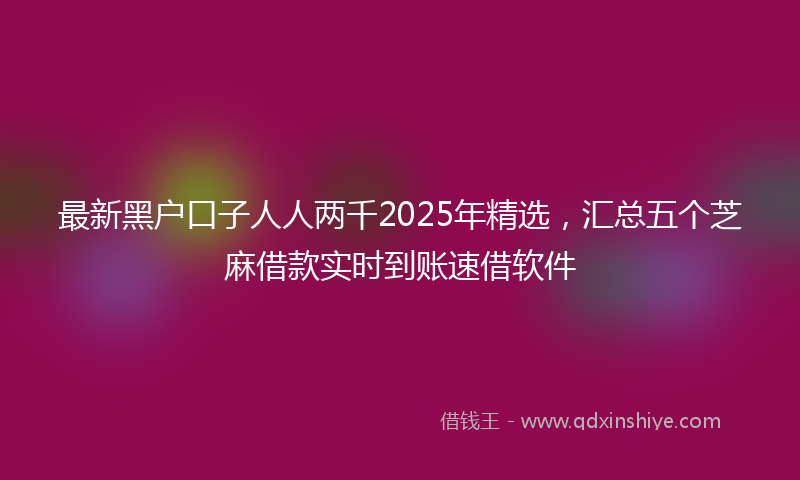 最新黑户口子人人两千2025年精选，汇总五个芝麻借款实时到账速借软件