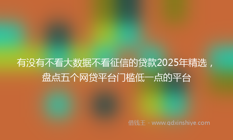 有没有不看大数据不看征信的贷款2025年精选，盘点五个网贷平台门槛低一点的平台