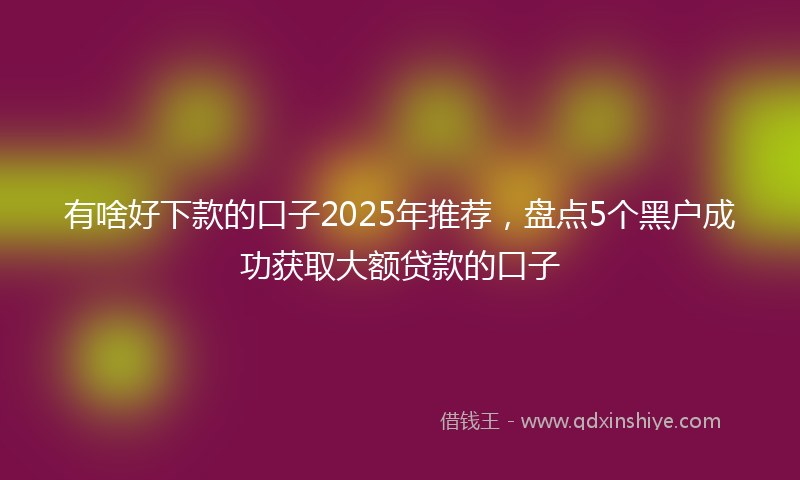 有啥好下款的口子2025年推荐，盘点5个黑户成功获取大额贷款的口子