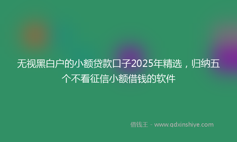 无视黑白户的小额贷款口子2025年精选，归纳五个不看征信小额借钱的软件