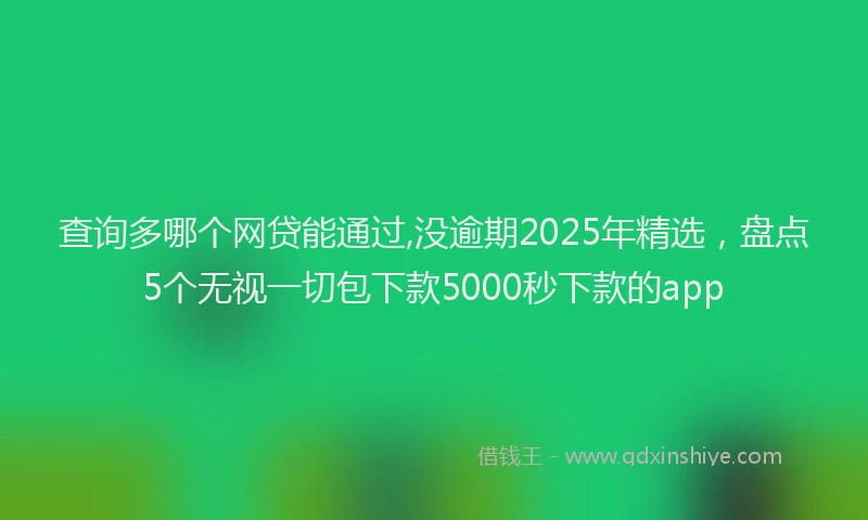查询多哪个网贷能通过,没逾期2025年精选，盘点5个无视一切包下款5000秒下款的app