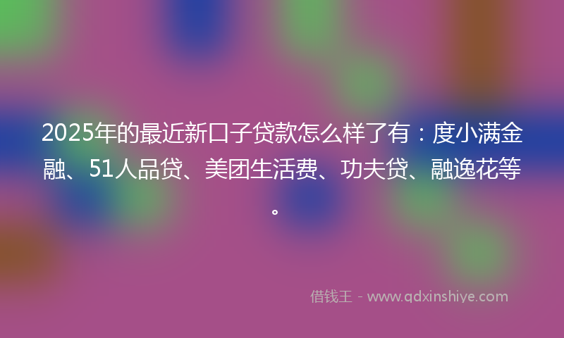 2025年的最近新口子贷款怎么样了有：度小满金融、51人品贷、美团生活费、功夫贷、融逸花等。