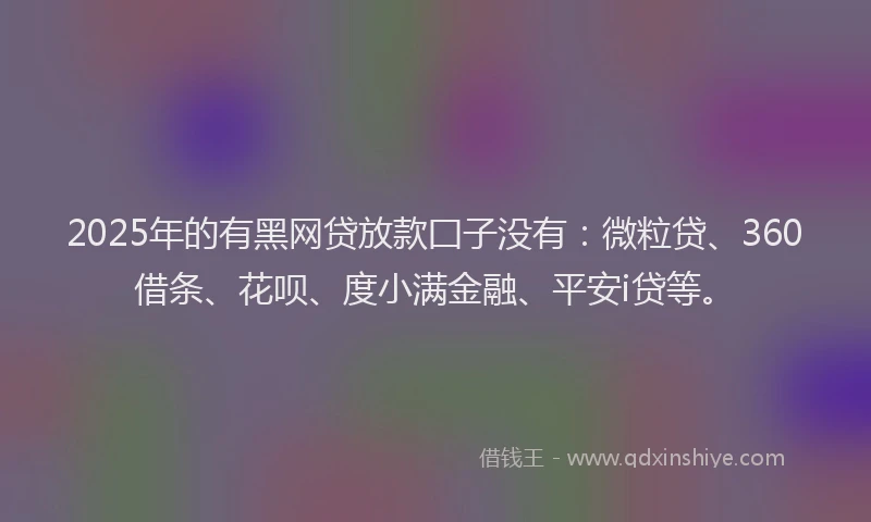 2025年的有黑网贷放款囗子没有：微粒贷、360借条、花呗、度小满金融、平安i贷等。