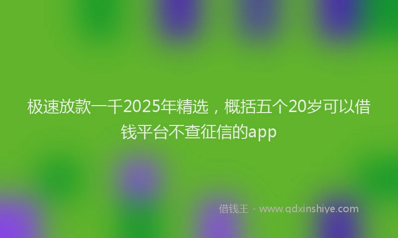极速放款一千2025年精选，概括五个20岁可以借钱平台不查征信的app