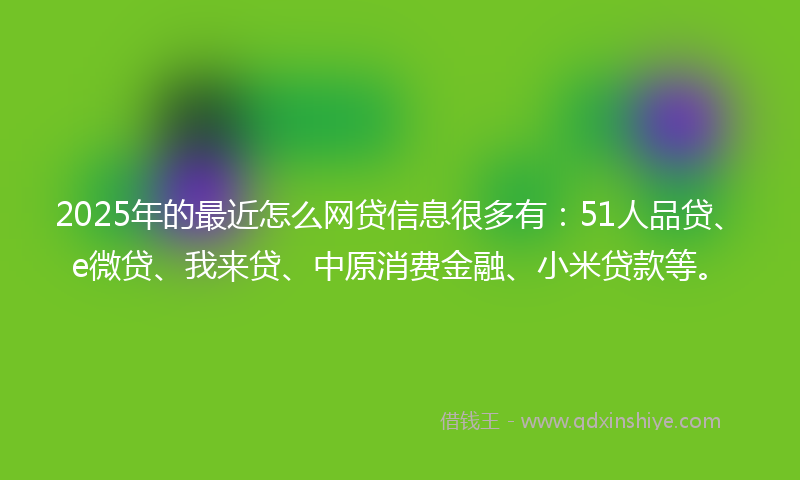 2025年的最近怎么网贷信息很多有：51人品贷、e微贷、我来贷、中原消费金融、小米贷款等。