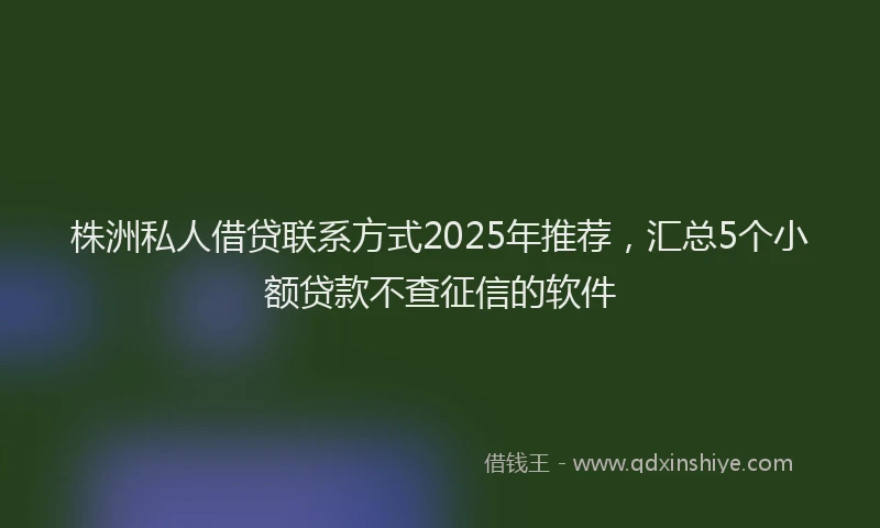 株洲私人借贷联系方式2025年推荐，汇总5个小额贷款不查征信的软件