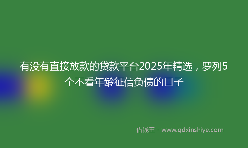 有没有直接放款的贷款平台2025年精选，罗列5个不看年龄征信负债的口子