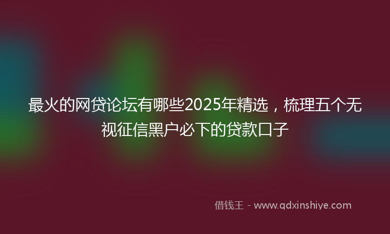 最火的网贷论坛有哪些2025年精选，梳理五个无视征信黑户必下的贷款口子