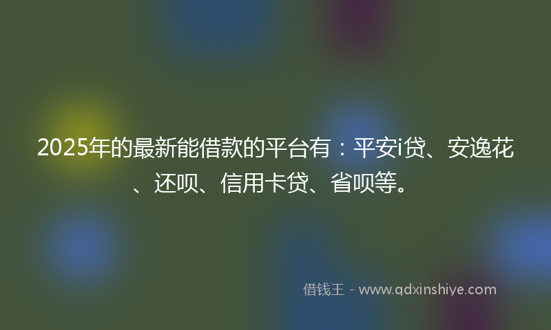 2025年的最新能借款的平台有：平安i贷、安逸花、还呗、信用卡贷、省呗等。